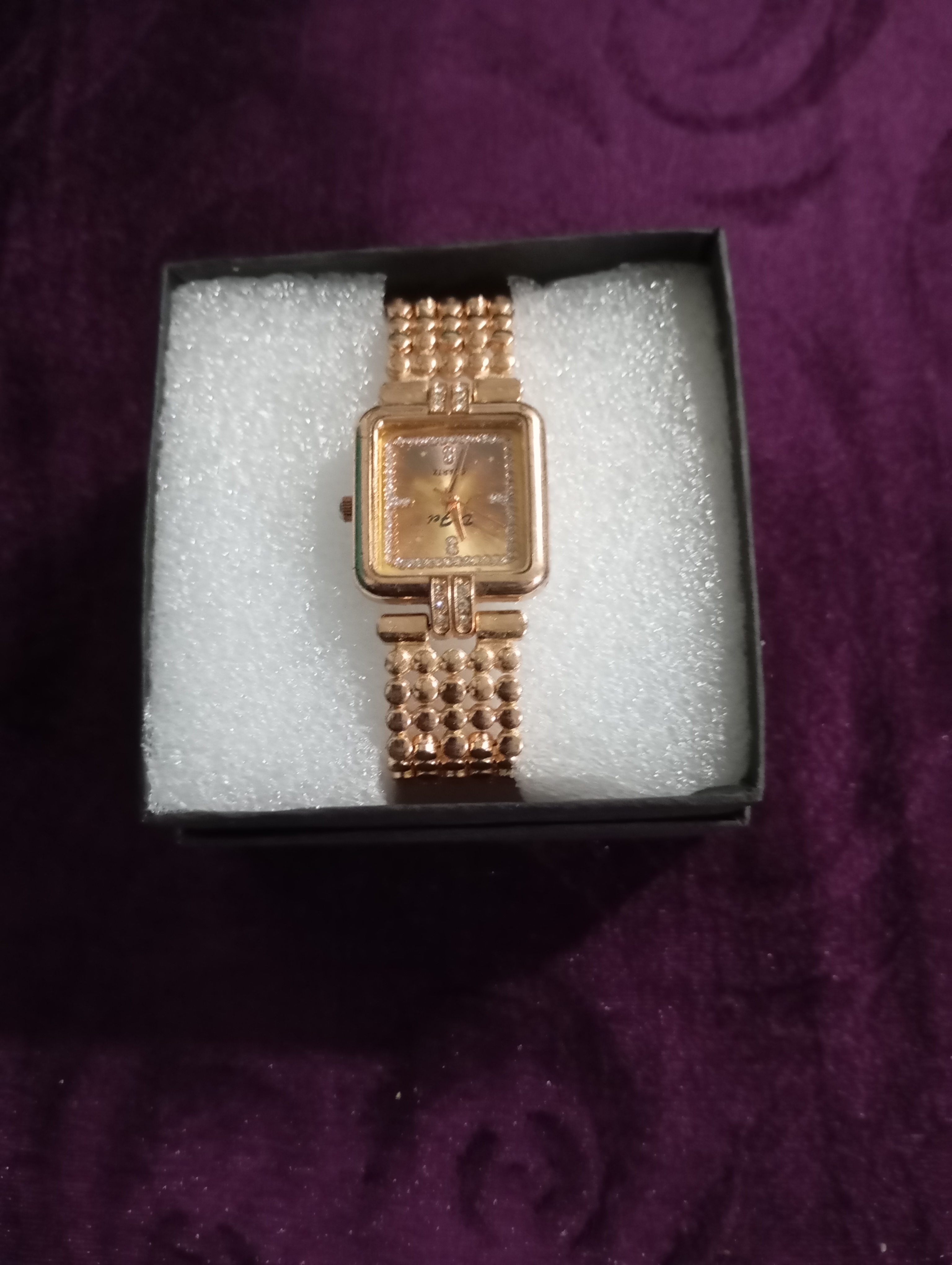 Stylish and Fashionable Square Dial Analog Watch  Golden Stripes Stripes For Women -Suit For all occasions.