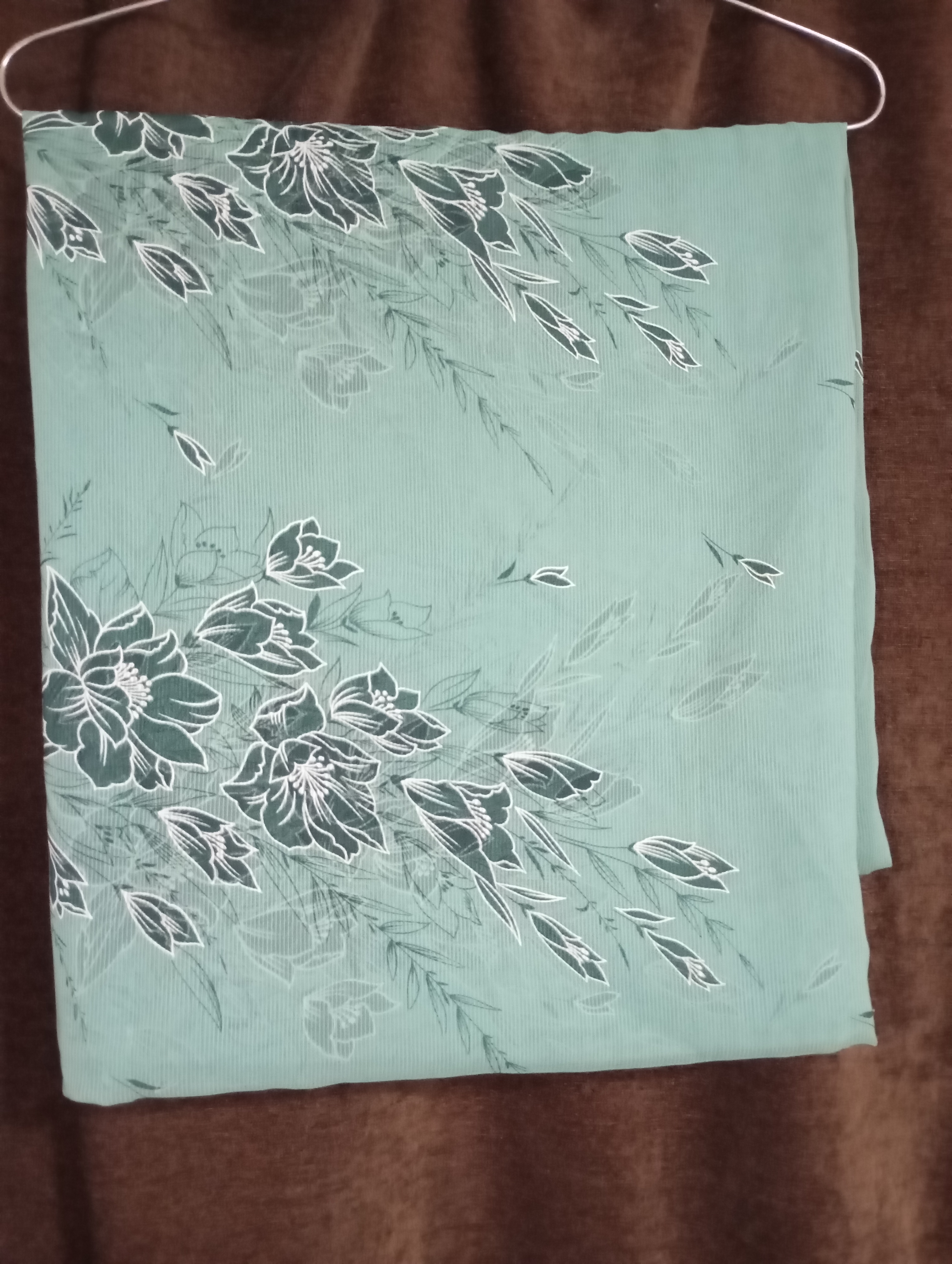 Sea Green  English Colour Imported Shifon Printed Saree