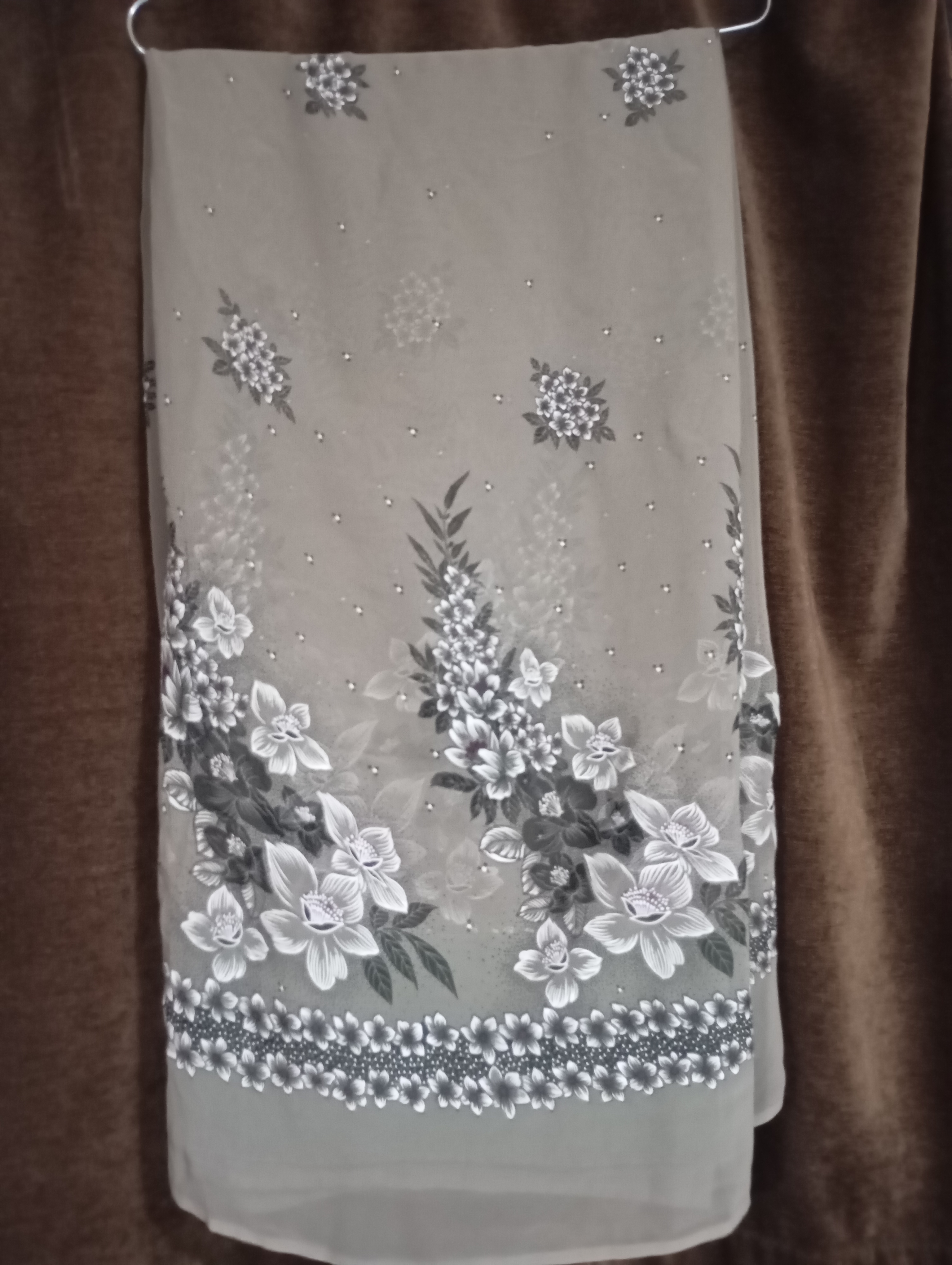 Light Brown English Colour Imported Shifon Printed Saree