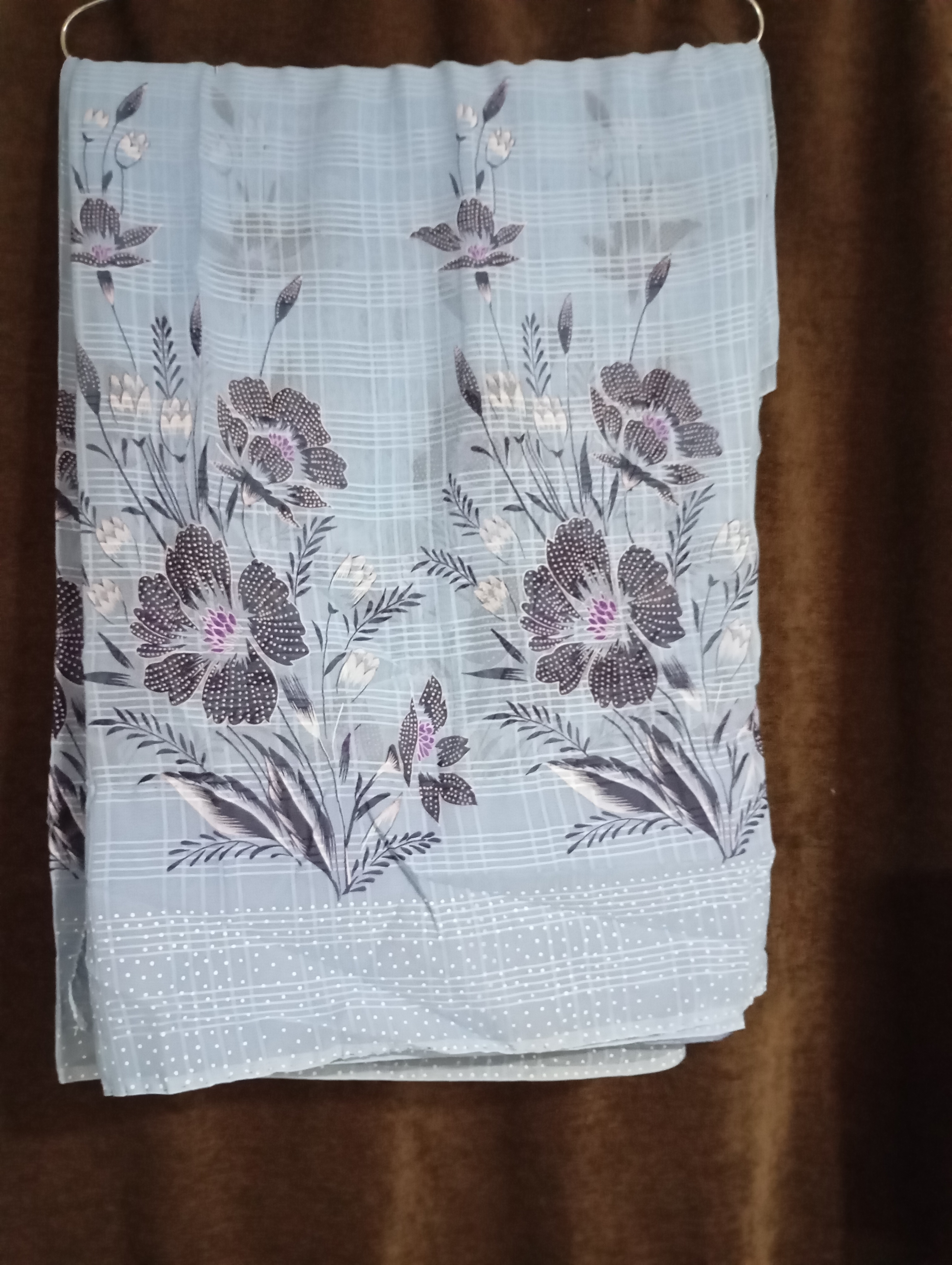 Light Purple English Colour Imported Printed Saree