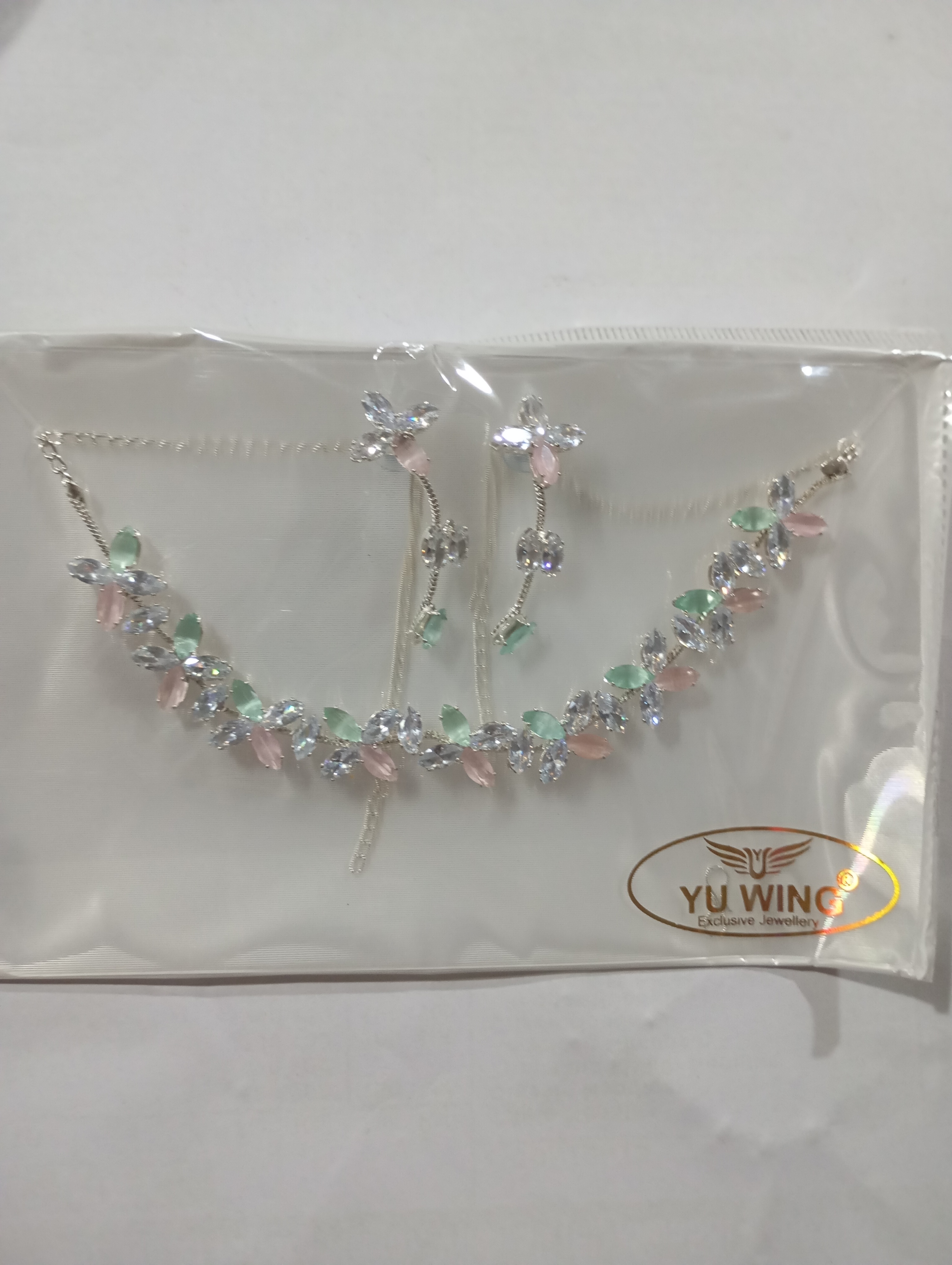 Multi colour Diamond Necklace Set Silver Touch For All Occasions.