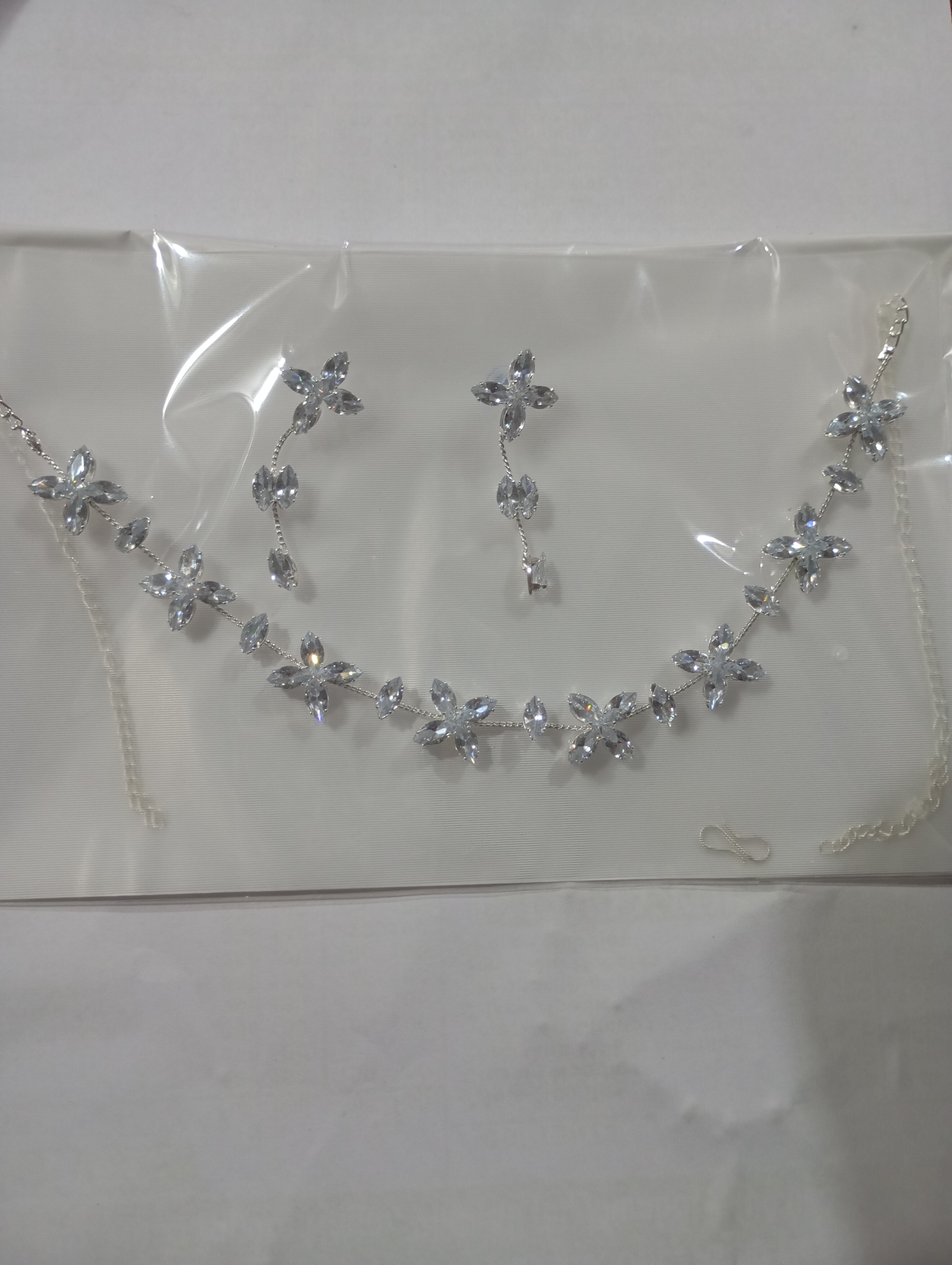 Beautiful and Delicate Diamond Necklace Set Silver Touch For All Occasions.