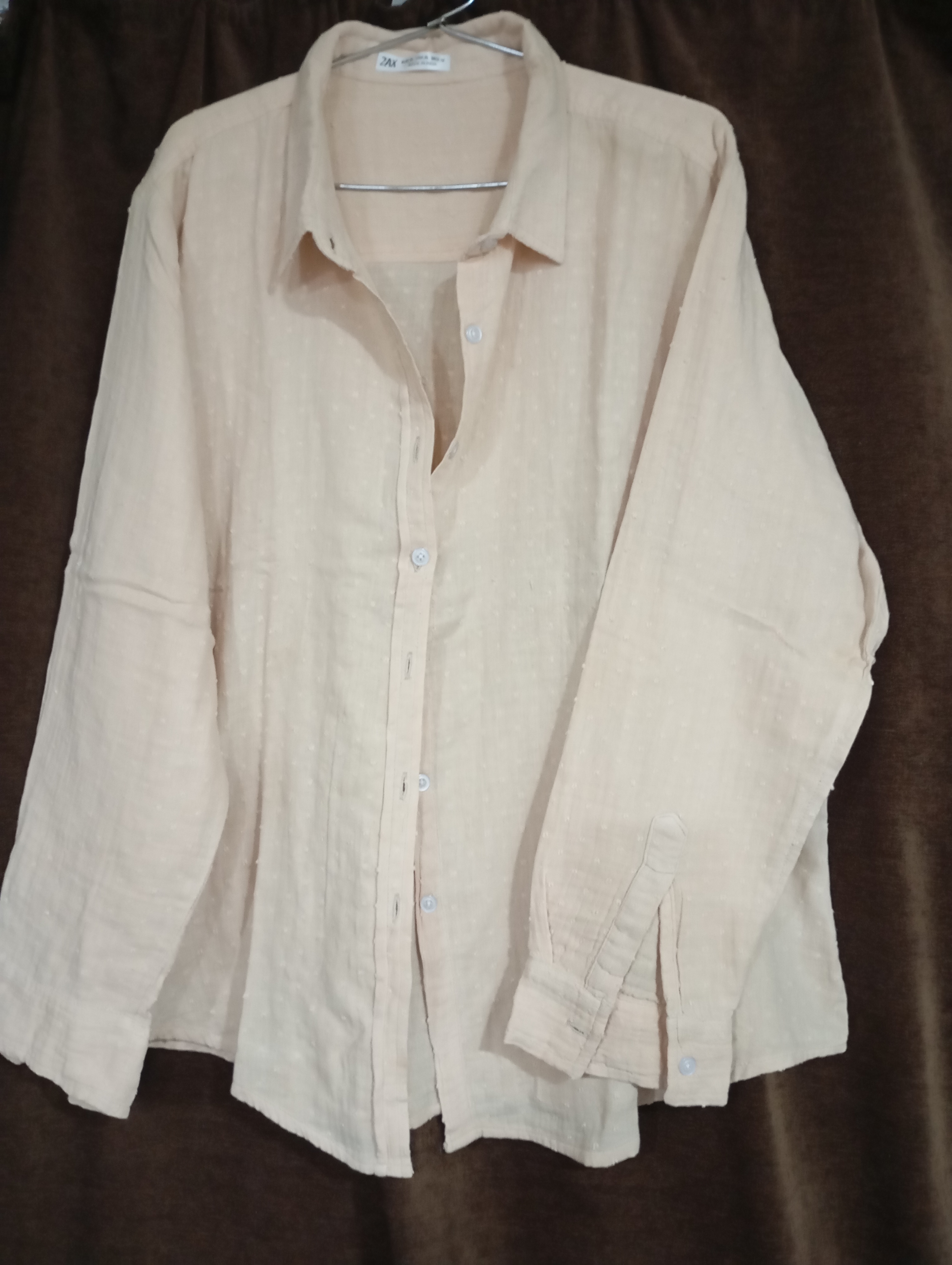 ZAX Cream Colour Cotton  Trade work Shirt