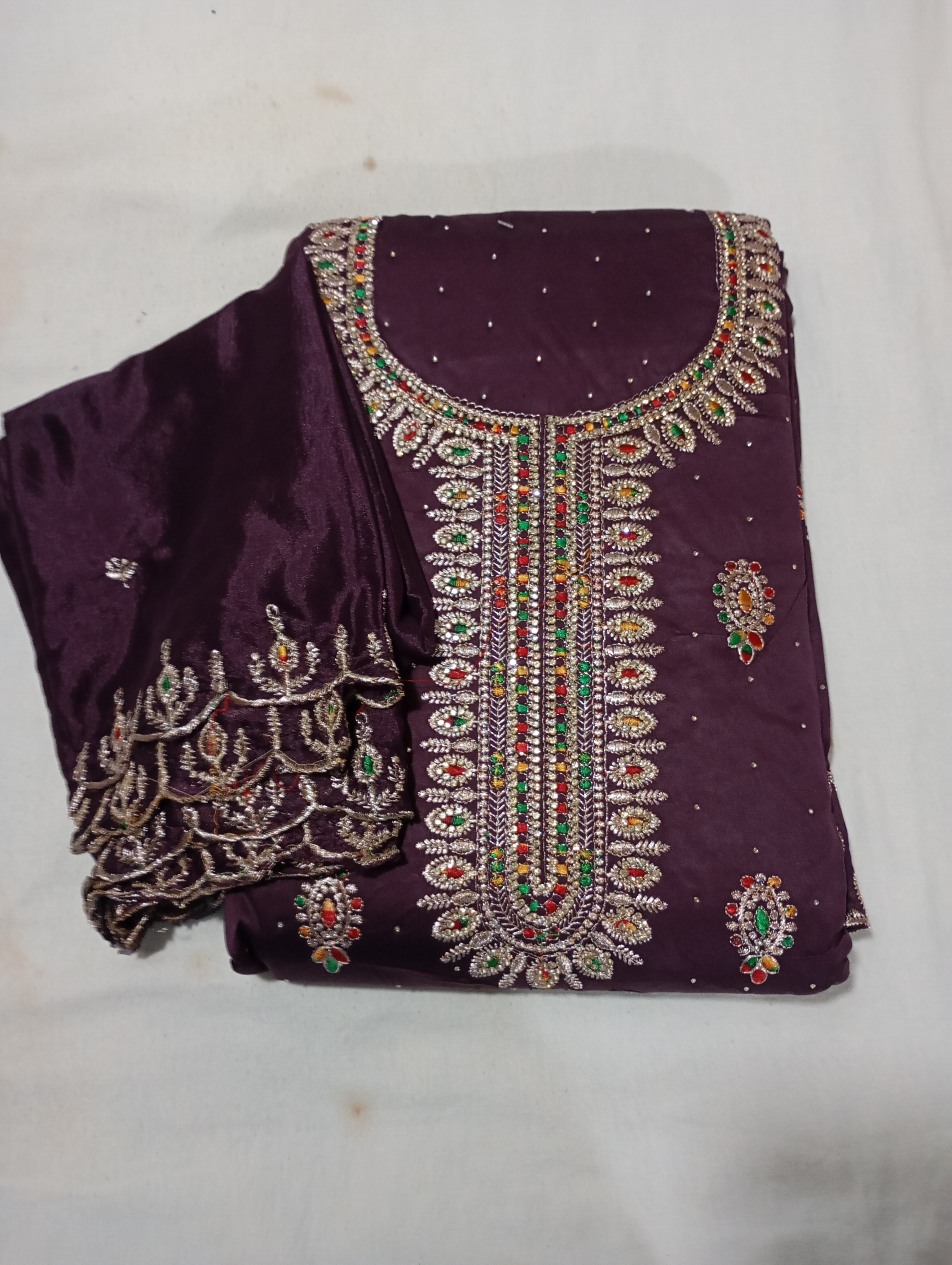 Jaam Silk Jamni Colour Dress Material With Chinnom Duppata