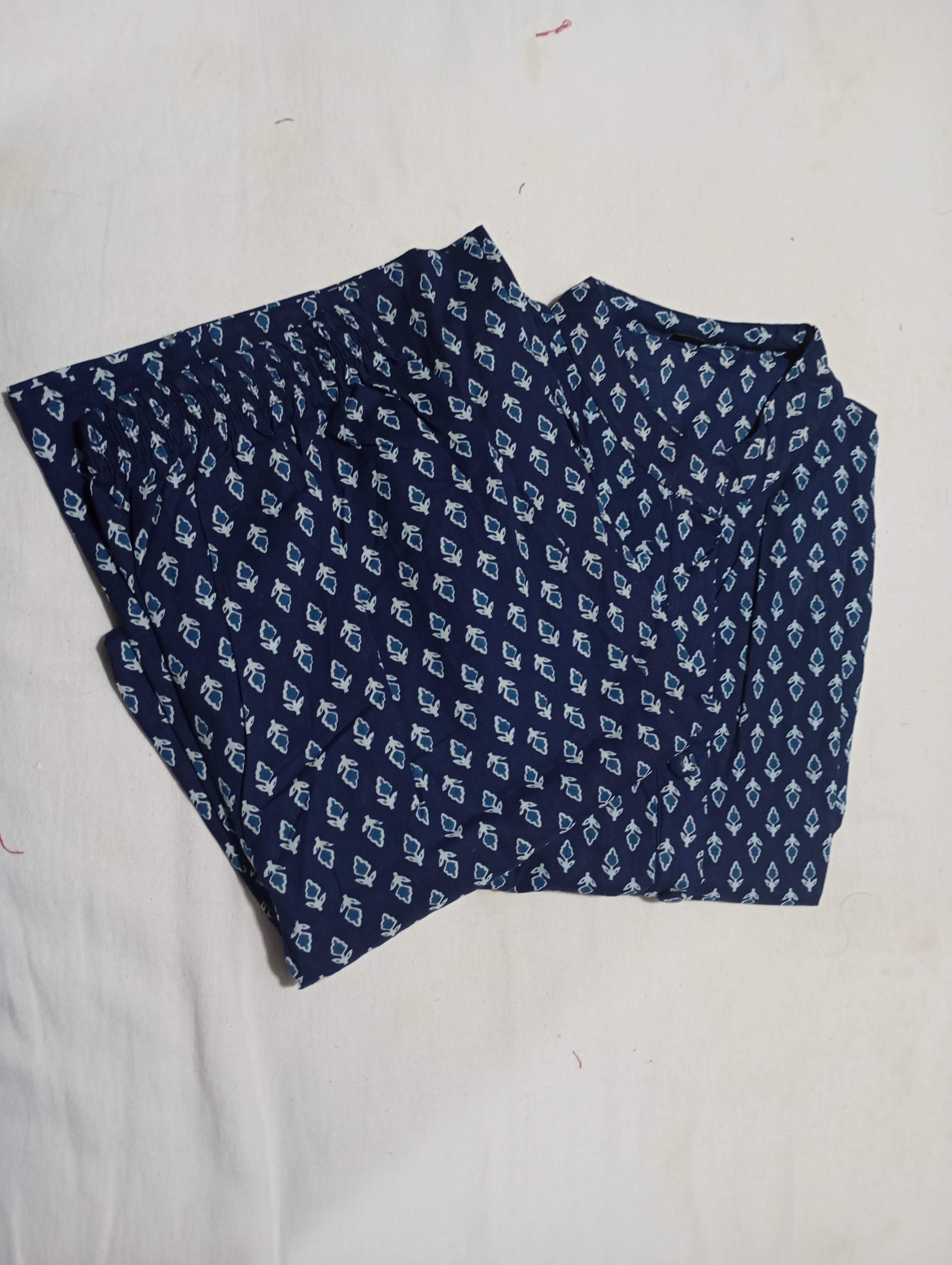 Blue Colour Cotton A Line Kurti Set