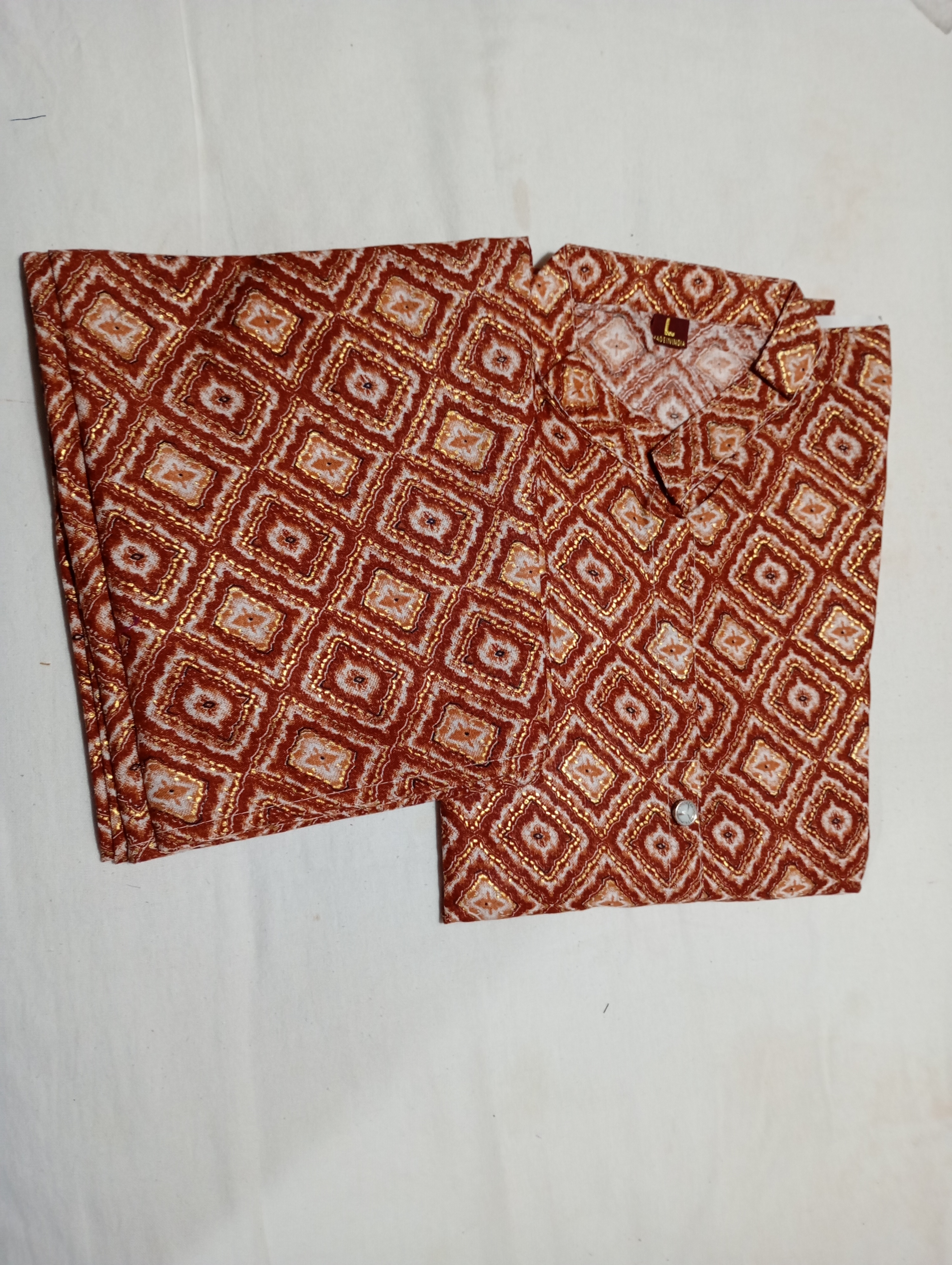 Brown and Golden Colour Jaipuri Fancy Cotton Kurti Set For All Occasions