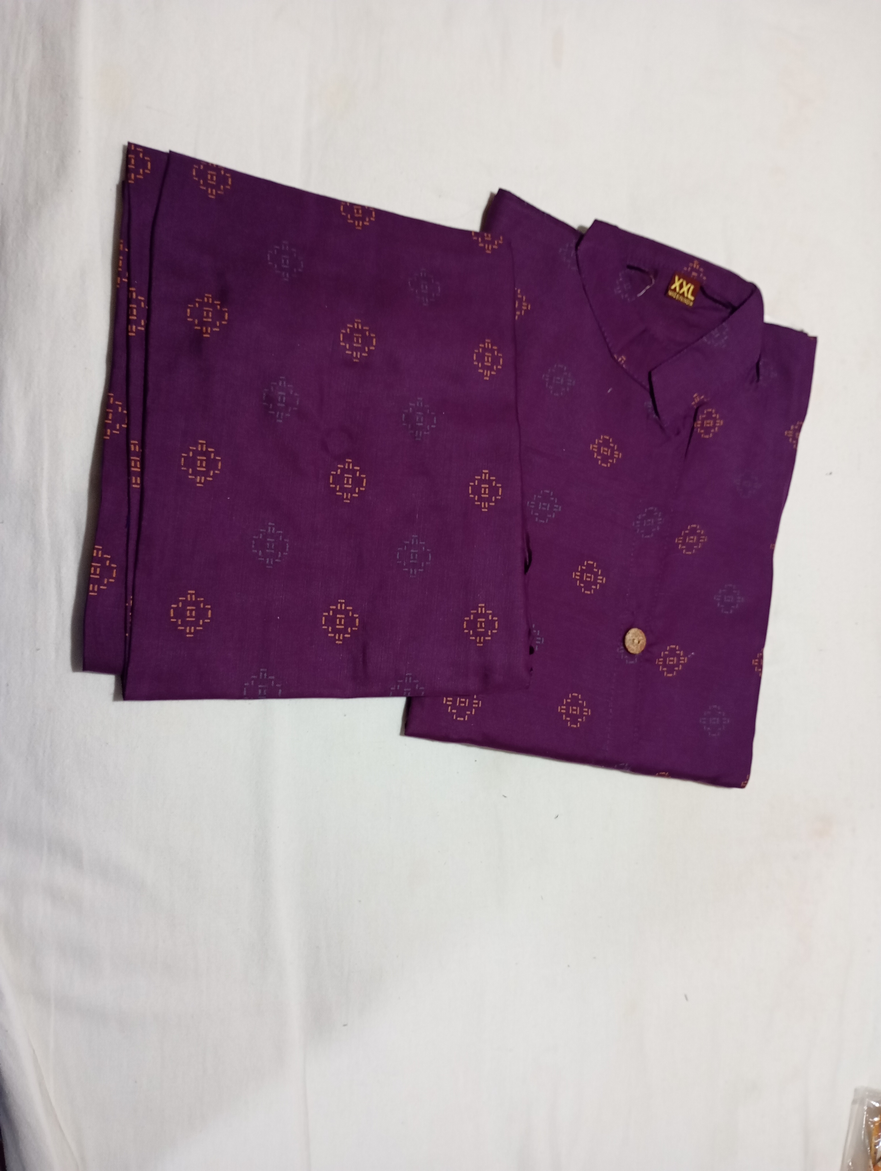 Purple Colour Cotton Kurti Set Formal Wear
