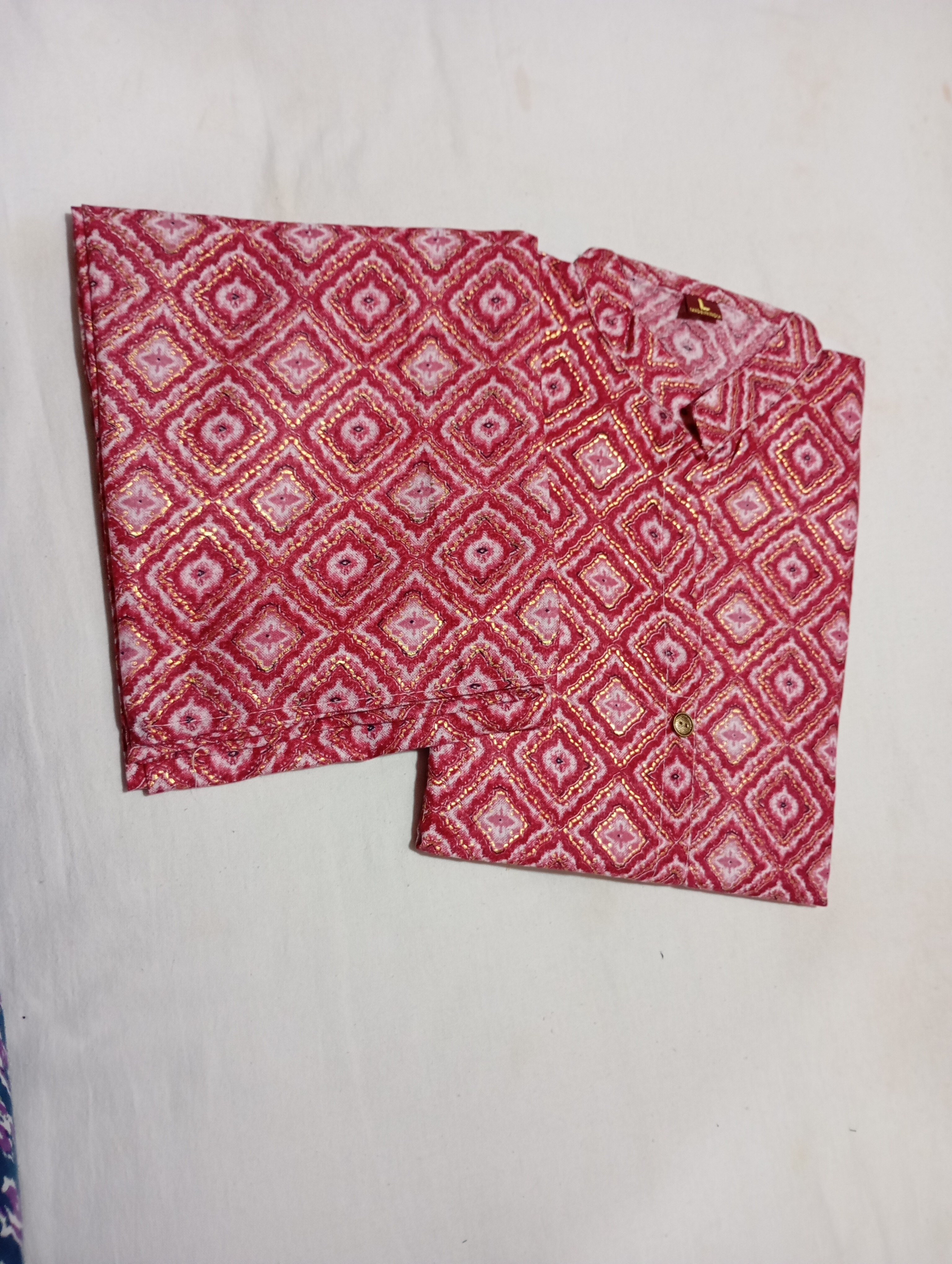 Multi Colour with Golden Work Cotton Kurti Set For All Occasions